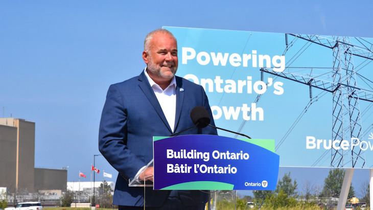 Todd Smith announced the government's support at the Bruce site yesterday (Image: Bruce Power)