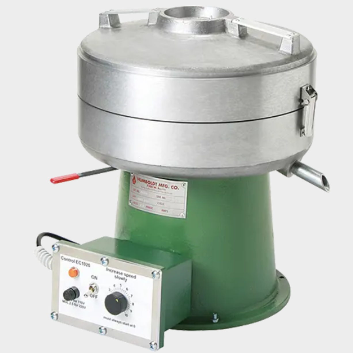  Centrifuge Extractor (Explosion Proof) Supports the following standards: ASTM D2172, AASHTO T164  Available in 1500g and 3000g capacities, these extractors conform to the explosion-proof standards for the safety of operating personnel.  All models feature a removable aluminum bowl assembly, which quickly lifts out of the sealed housing for efficient specimen handling. A simple, control knob adjusts bowl speed. The heavy, cast-aluminum bowl cover latches securely in place and features an integral solvent dispensing cup for easy pouring of the solvent into the bowl.  Extractors are supplied complete with 25 filter discs. Replacement filter discs (100-packs) are available, see page: 188.  Dimensions: both sizes: 18