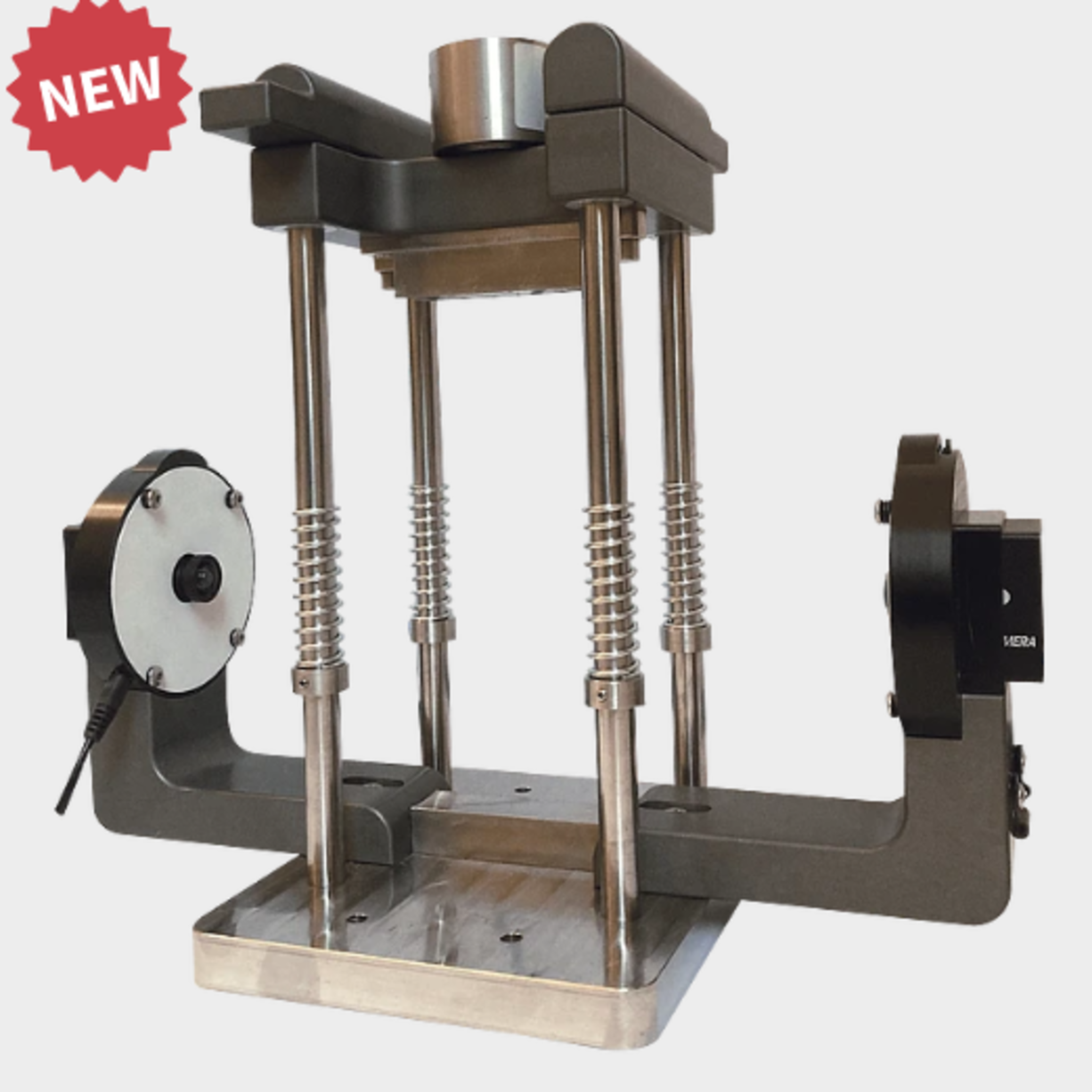 MiAS - Materials image Analysis System Digital Image Correlation(DIC) has been used in research labs for years, but cost, complexity, and computing have prevented a transition to routine testing. Cameras and AI are used in ever-increasing areas of life due to the significant improvements they bring in detection and analysis. MiAS is an image analysis specifically designed to improve monotonic BMD tests.  Description:  MiAS can be used in place of standard I-FIT, Ideal CT, and IDEAL RT frames It can be used in any testing machine able to run monotonic BMD tests and will be directly integrated with the  HM-5125A Cameras film both sides of the specimens under test Integrated microscope lights provide consistent illumination The user has the option to enter expanded test (meta) data Videos and images are linked to date, time, and embedded metadata for each test specimen Prior to testing the software determines if specimens are correctly positioned by the technician As MiAS is designed for 150mm diameter specimens, it can also be used to record images of Hamburg and OT specimens QR codes can be used for frame and specimen tracking The software measures and records changes in height and horizontal diameter MiAS can be used as a BMD machine verification tool, to assess performance under real test conditions Images and metadata can be used in dispute resolution situations, or to investigate unexplained changes in results Ship wt. 22 lbs. (10kg) *Patent Pending