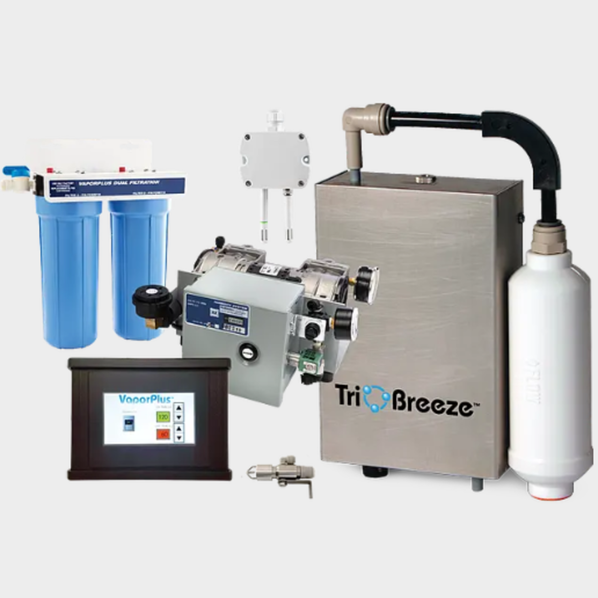 VaporPlus Curing Room Humidity System with Touch-Screen Control plus TriOBreeze Sanitizer