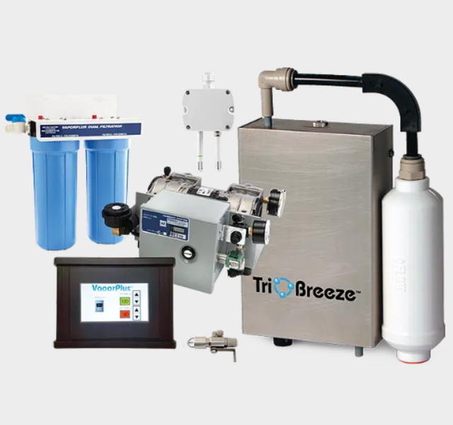 VaporPlus Curing Room Humidity System with Touch-Screen Control plus TriOBreeze Sanitizer