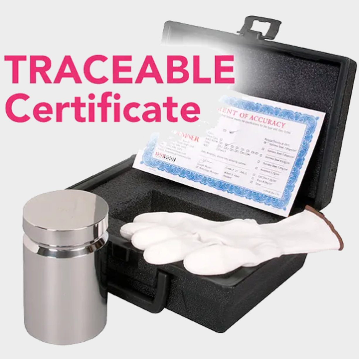 ASTM Class 1 Electronic Balance Calibration Weight w/ Traceable Cert.