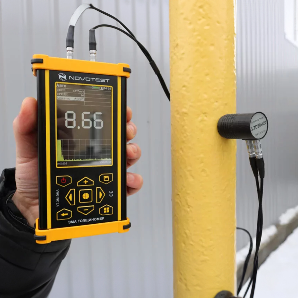 EMAT Thickness Gauge NOVOTEST UT-3M-EMA-MEASUREMENT THROUGH PAINTED, OXIDIZED OR OILY SURFACES